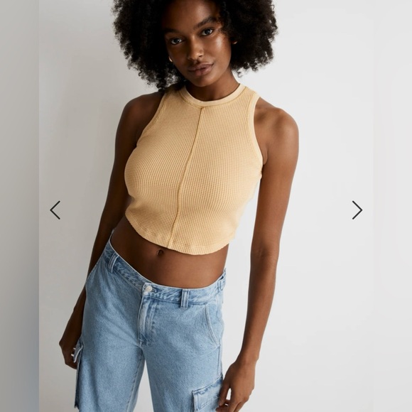 NWT limited edition Rivet and Thread cropped waffle knit fitted tank size L - Picture 3 of 9